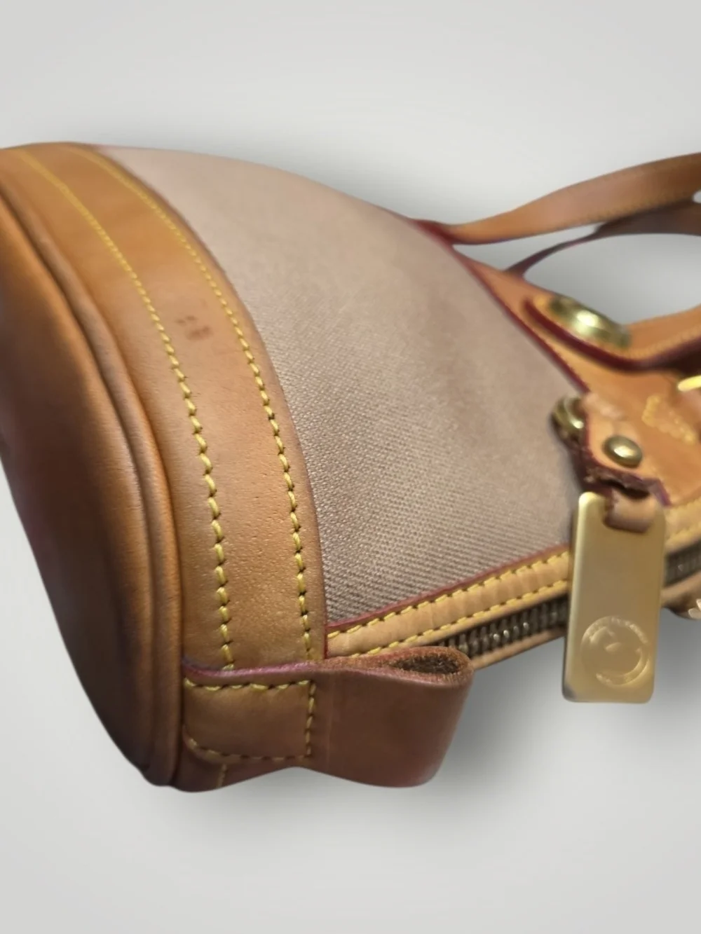 Dooney & Bourke VTG Khaki Canvas and Tan Leather Mini Satchel with Wallet Set